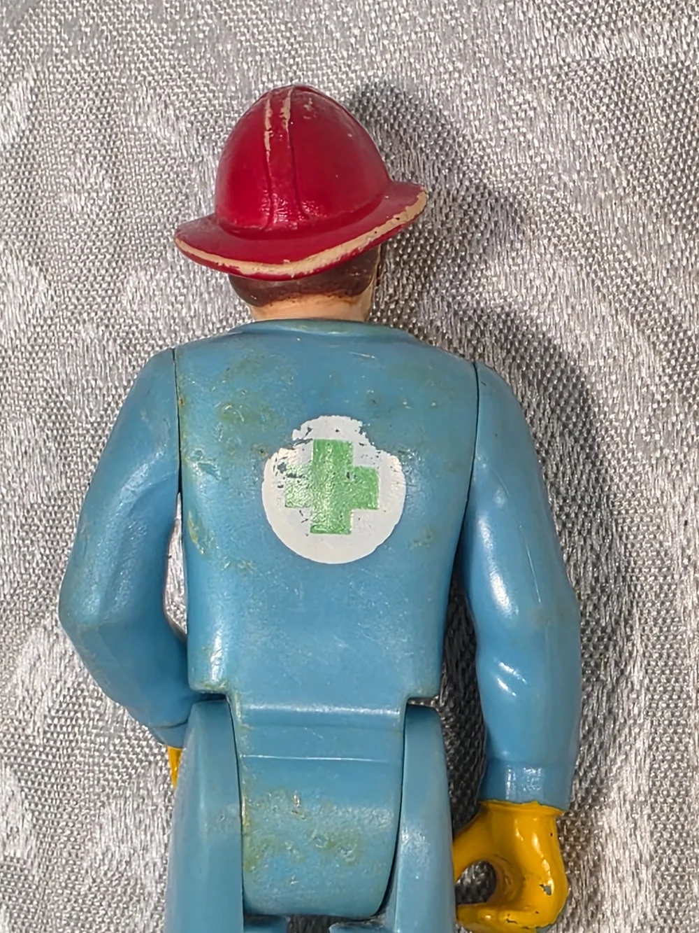 Vintage Kids Toy Firefighter Action Figure - Blue with Red Helmet